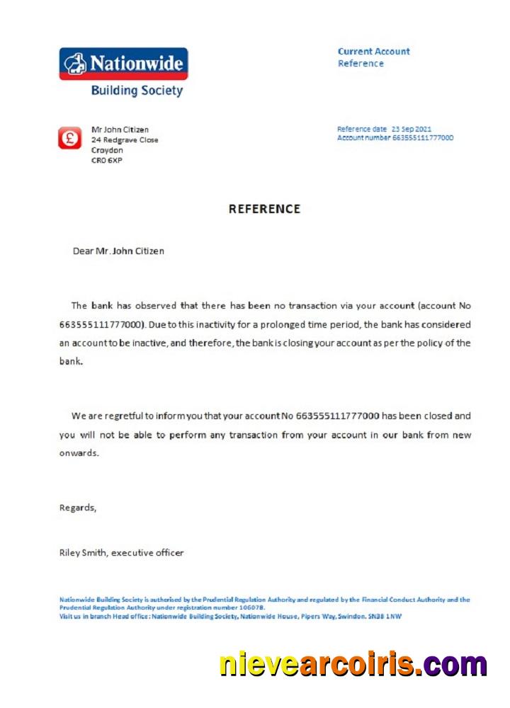 United Kingdom Nationwide closure reference